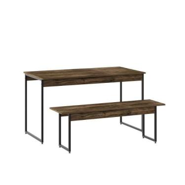 Imagem de Mesa De Jantar Com 1 Banco Estilo Industrial Tub Carvalho Dark / - COM