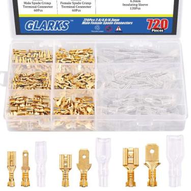 Imagem de Kit de conector Wire Spade e manga isolante, 720 unidades Glarks