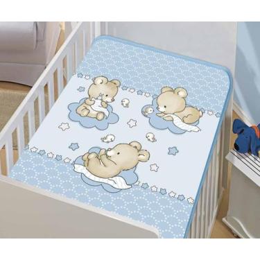 Imagem de Cobertor Bebê Le Petit Ursinho Na Nuvem Azul/CD Colibri