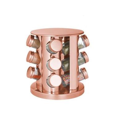 Imagem de Porta Condimentos Hauskraft PCON-009 12 Peças Com Base Giratória Rose 