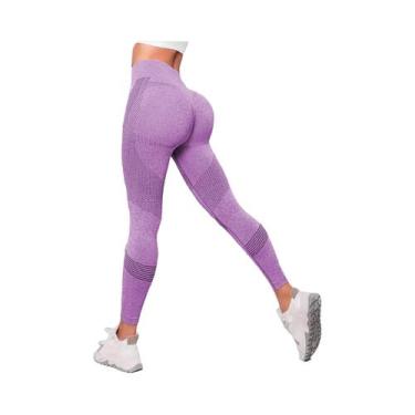 Imagem de Leggings esportivas com cintura larga sem costura - NONE, BR-G, Roxo