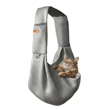 Imagem de Bolsa Canguru Transporte Cao Gato Pet Animal Malha Resistente Respiravel Tira de Ombro Tecido Confortavel