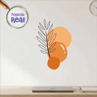Imagem de Adesivo Floral Boho Laranja Estilo Nórdico 50x35 Minimalista Mod.02