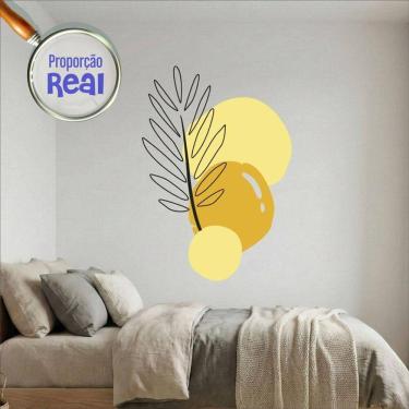 Imagem de Adesivo Floral Boho Amarelo Estilo Nórdico 130x90 Minimalista Mod.02
