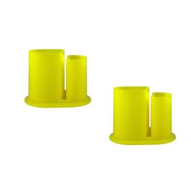 Imagem de Kit 2 Porta Lápis Duo Amarelo Neon Plástico - Bb Store