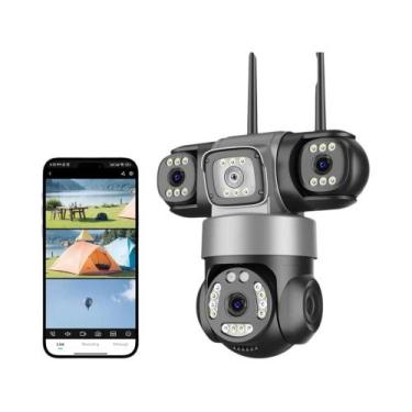 Imagem de Câmera De Vigilância Wifi Externa 6K 12MP Com Três Lentes, Três Telas,
