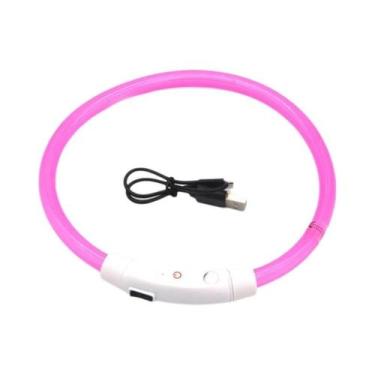 Imagem de Coleira De Cão LED Recarregável Com Fibra Óptica, Luminosa E Antiperda