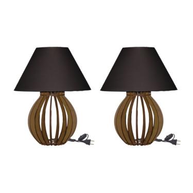 Imagem de Kit 2 Abajures La Finesse para Decoração Iluminação de Quarto e Sala com Cúpula Preto OEM