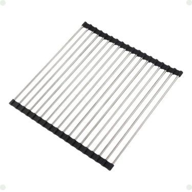 Imagem de Escorredor Dobrável para Pia 35 X 37 cm para Secar Louças em Inox e PP Estrutura Compac...