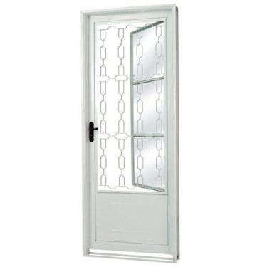 Imagem de Porta de Aço Postigo 215x85cm com Grade Elo Minas Sul Mgm Abertura Esq