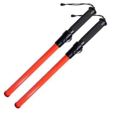 Imagem de Bastao Sinalizador Viario Kit 2 Uni Apito Grande Led Guarda Transito E