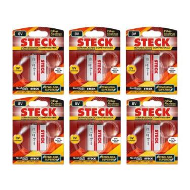 Imagem de Kit 6 Baterias Pilha Alcalina Steck 9V Aparelhos Eletrônicos Câmera Br