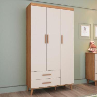 Imagem de Guarda Roupa Infantil Retrô 3 Portas 2 Gavetas 100% MDF Pés de Madeira