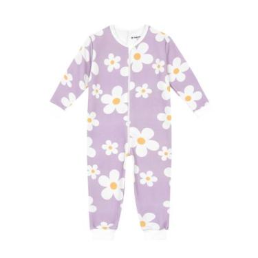 Imagem de Pijama macação infantil unissex em moletom Brandili, Branco, 10