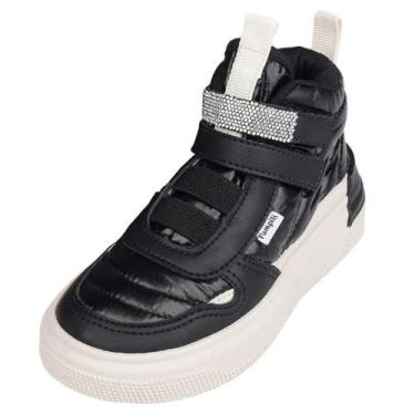 Imagem de Tenis Infantil Menina Cano Médio Casual Strass Pampili XP24, Preto, 31