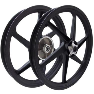 Imagem de Roda Liga Leve Titan 150 Esd Preta 6 Palitos Freio Disco PAR GEAR