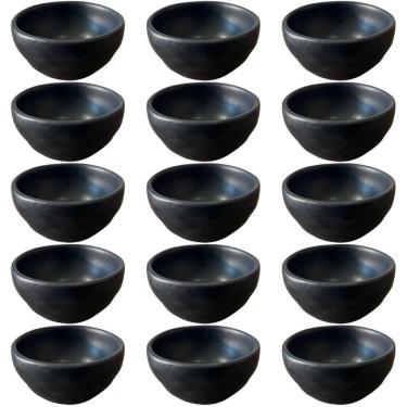 Imagem de Kit 15 Ramequins Molheira 50ml Cerâmica Orgânico Preto Buffet Restaurante Porto Brasil