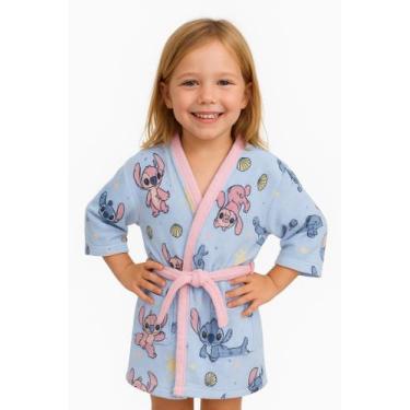 Imagem de Roupão de banho Infantil aveludado verso atoalhado menina Lepper, Azul