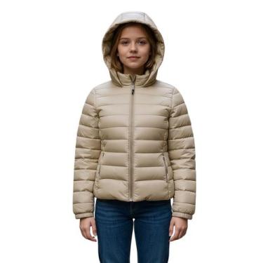 Imagem de Jaqueta Puffer Juvenil Feminina Bobojaco Casaco Capuz Frio Gomos Matel