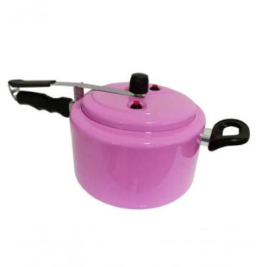 Imagem de Panela De Pressão Com Teflon Antiaderente 5 Litros Cor Rosa - EXTANG