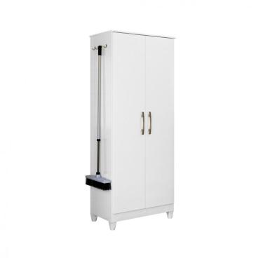 Imagem de Armário Multiuso Jade 2 Portas de Giro com Ganchos para Vassouras MDF-MDP 70cm Branco Itatiba Moval