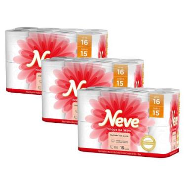 Imagem de Kit 3 Papel Higiênico Neve Toque de Seda Folha Dupla 16un cada