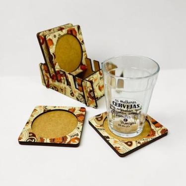 Imagem de Jogo 4 Porta Copos Mdf Com Suporte Organizador Bar Cerveja - Ponci