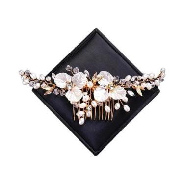 Imagem de Tiara De Cristal Dourado Com Pérolas Para Mulheres, Acessórios De Cabe