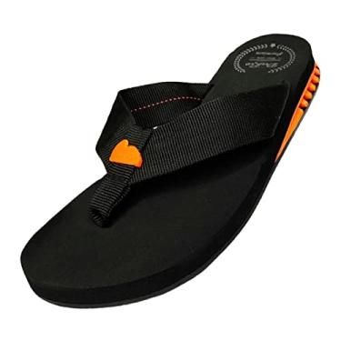 Imagem de Chinelo Masculino Com Salto DuRio Air Para Esporão Fascite Plantar Ortopédico Vegano Original (Laranja, Médio, br_footwear_size_system, adult, numeric, numeric_42)