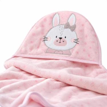 Imagem de Cobertor Bebê Menina Papi Friends Coelhinha Nina Microfibra Com Capuz 