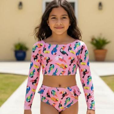 Imagem de Biquíni Infantil Cropped Com Proteção Uv50 Moda Praia Piscina - Love4H