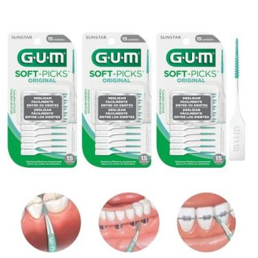 Imagem de Kit 45 Palito Interdental Escova para Aparelho Soft Picks GUM Estojo P