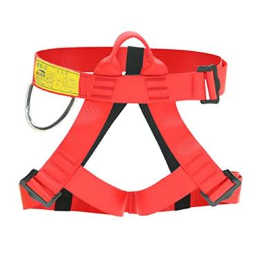 Imagem de YIJU s de escalada protegem a cinturo Arnês de segurança de meio para escalada em árvore de expansão Rapel Montanhismo, vermelho