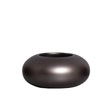 Imagem de Cachepot Redondo Vaso P Decoração em Cerâmica Grafite Ônix