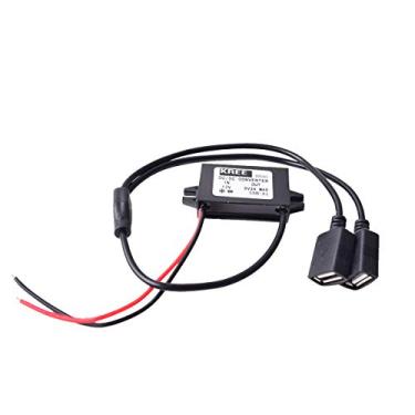 Imagem de Carregador de fio rígido para carro, 12 V a 5 V, duas portas USB fêmea, cabo de carregamento, ligação direta, conversor com fio, fonte de alimentação para câmera veicular DVR GPS