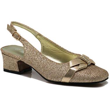 Imagem de Sandália feminina Enzo Romeo Antica02 de salto baixo com largura, alça nas costas, Gold (Jz1), 8.5 Wide