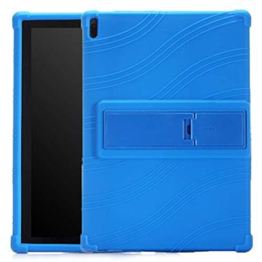 Imagem de CHAJIJIAO Capa ultrafina para tablet Lenovo Tab E10 capa protetora de silicone com suporte invisível capa traseira para tablet (cor: azul escuro)