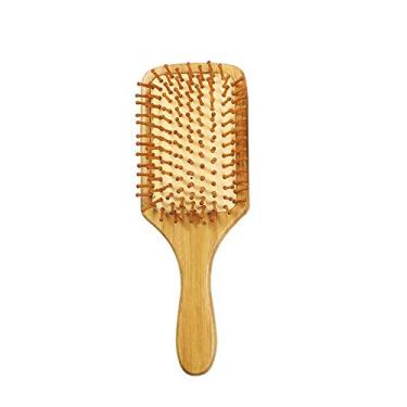 Imagem de Zwbfu Escova de cabelo Pente de bambu Paddle Escova de massagem Pente de massagem antiestático para pentear o cabelo e massagem no couro cabeludo