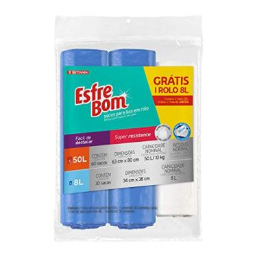Imagem de Kit Econômico de Saco Para Lixo com 2 Rolos de 50 Litros e 1 Rolo de 8 Litros, Linha Esfrebom, Bettanin.
