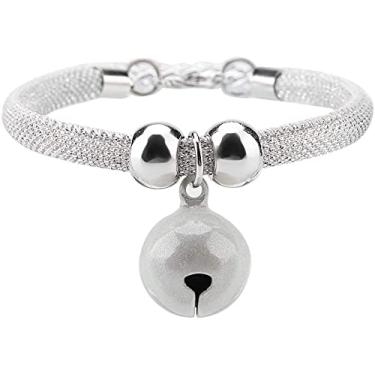 Imagem de Coleira de gato para animais de estimação, ajustável, feita à mão, gravata de gatinho, colar de nylon, acessórios de higiene, suprimentos para animais de estimação com corrente de extensão de sino para festa de casamento, aniversário, Photoshot (branc