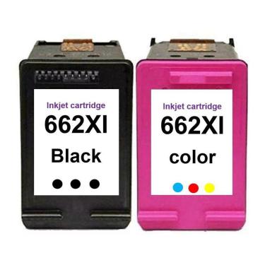 Imagem de Kit Cartucho De Tinta Compatível 662Xl Preto + 662Xl Color