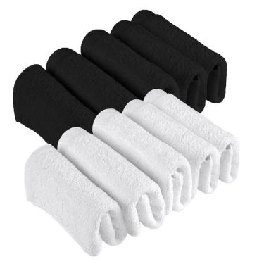 Imagem de Kit 10 Toalhas de Rosto Para Salão Beleza 100% Algodão 40 x 65 cm Branca Preta