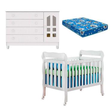 Imagem de Berço Americano Lila e Cômoda Gran Selena com Colchão - Carolina
