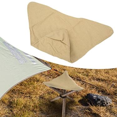 Imagem de pano de banco de acampamento dobrável portátil leve impermeável lona macia comprimento lateral mini banco de acampamento pano (36,Cadeira de pano de banco de tripé,5 cm) (cáqui)