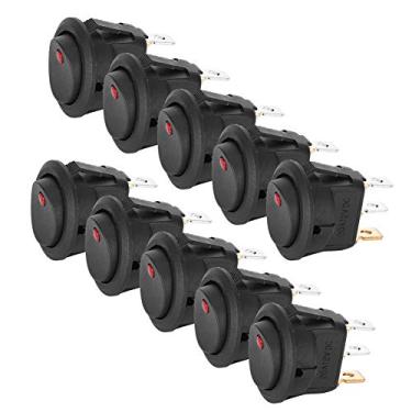 Imagem de 10 peças interruptor de LED redondo interruptor liga-desliga 12 V impermeável SPST interruptor LED holofote terminal prata 3 pinos