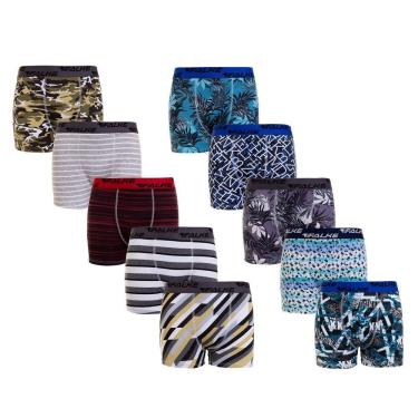 Imagem de Kit 10 Cueca Boxer Falke MicroFibra Cores Estampadas Variadas