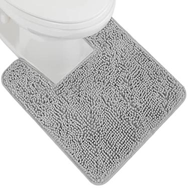 Imagem de GORILLA GRIP Tapete de banho de chenille felpudo absorvente de pelúcia para base quadrada de vaso sanitário com suporte de borracha, tapetes laváveis à máquina, tapetes de contorno de microfibra macia