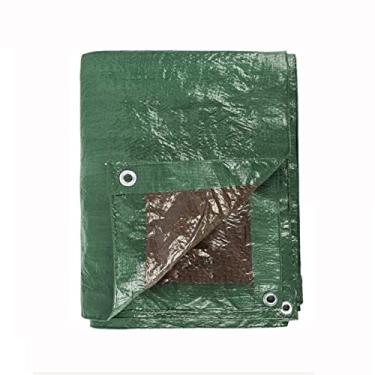 Imagem de Foern Lona à prova d'água com ilhós de metal, lona de sombra para acampamento, tapete de piquenique, abrigo de chuva de emergência, lona com bordas reforçadas, verde, 3,5 x 5 m