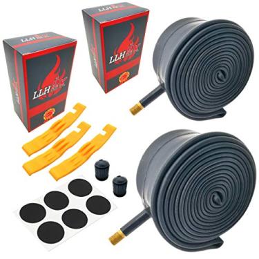 Imagem de Tubo de bicicleta LLH2K de 50 cm, tubo de bicicleta Tubo de montanha – com kits de ferramentas de reparo de tubo de bicicleta, 3 alavancas de pneu, 6 adesivos redondos – antienvelhecimento com grande resistência ao calor