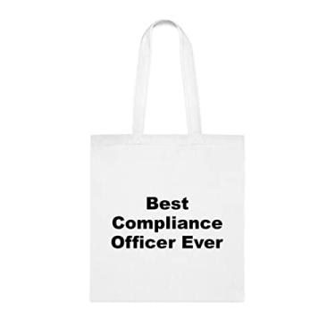 Imagem de Bolsa tote para oficial de conformidade, bolsa para melhor oficial de conformidade, presente para oficial de conformidade, bolsa de ombro para oficial, bolsas reutilizáveis para oficial de conformidade, ideia de de Natal, Branco